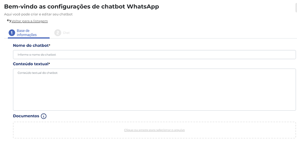 Tela de configuração de chatbot WhatsApp da Cxpress com definição de fluxos, base de conhecimento e automação de atendimento