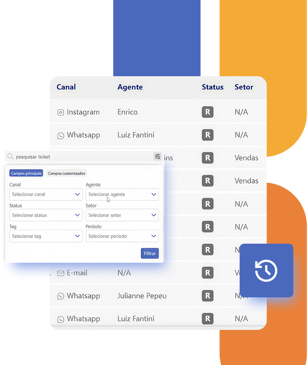 Tela do CRM Cxpress com histórico de atendimentos, filtros avançados, canais integrados e gestão centralizada do relacionamento com clientes